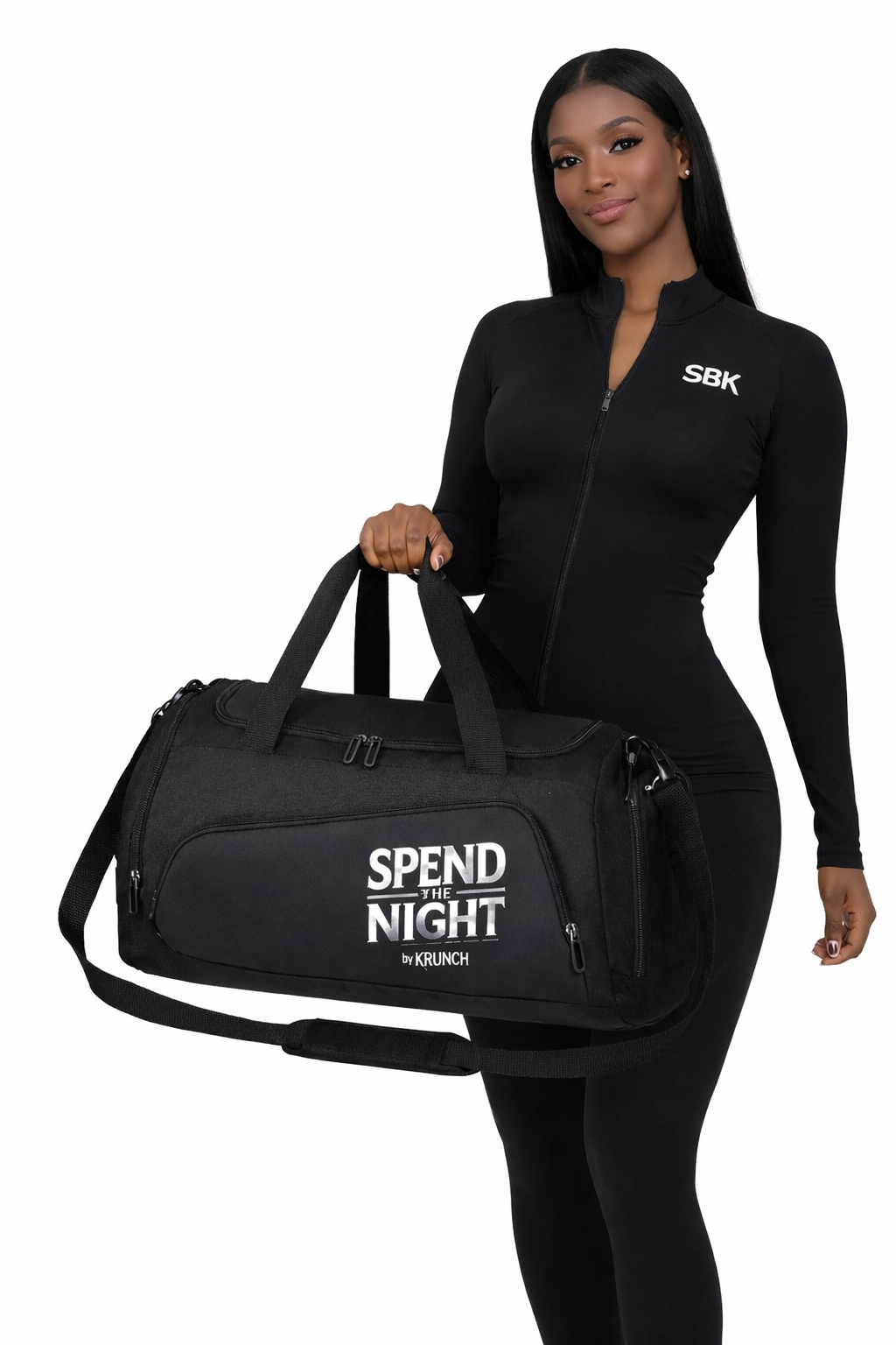 “Spend the Night” Duffle Bag with Shoe Compartment in Black
