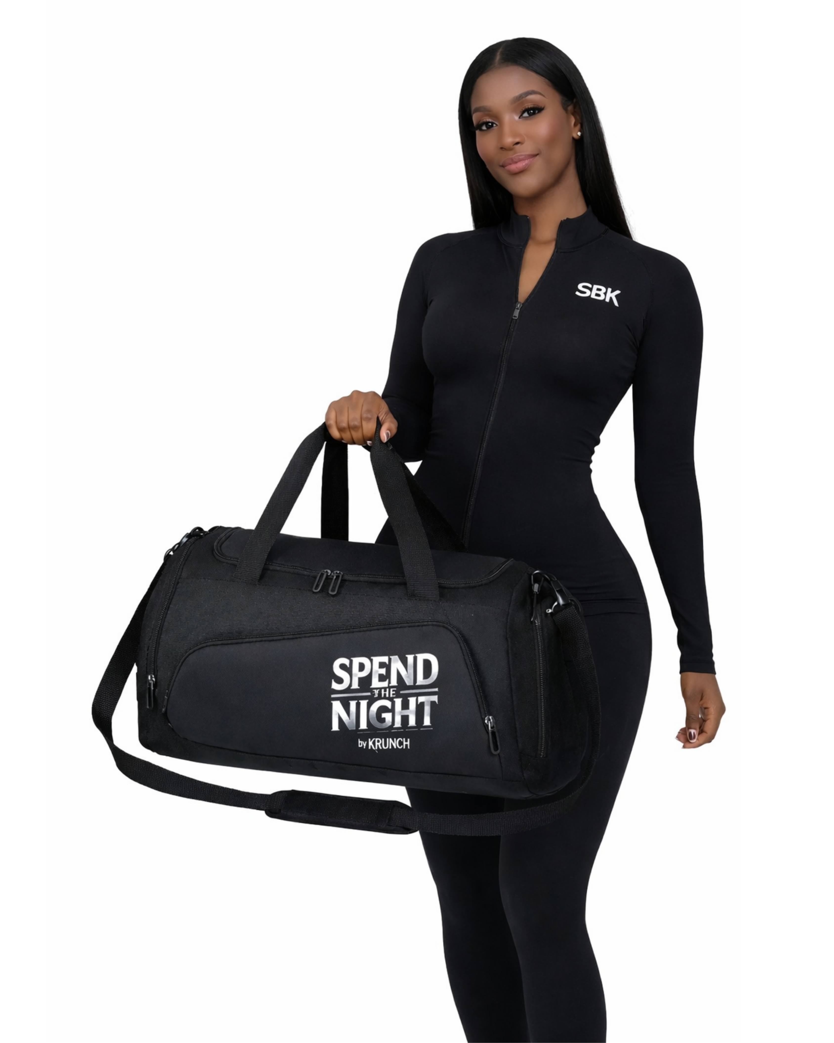 “Spend the Night” Duffle Bag with Shoe Compartment in Black