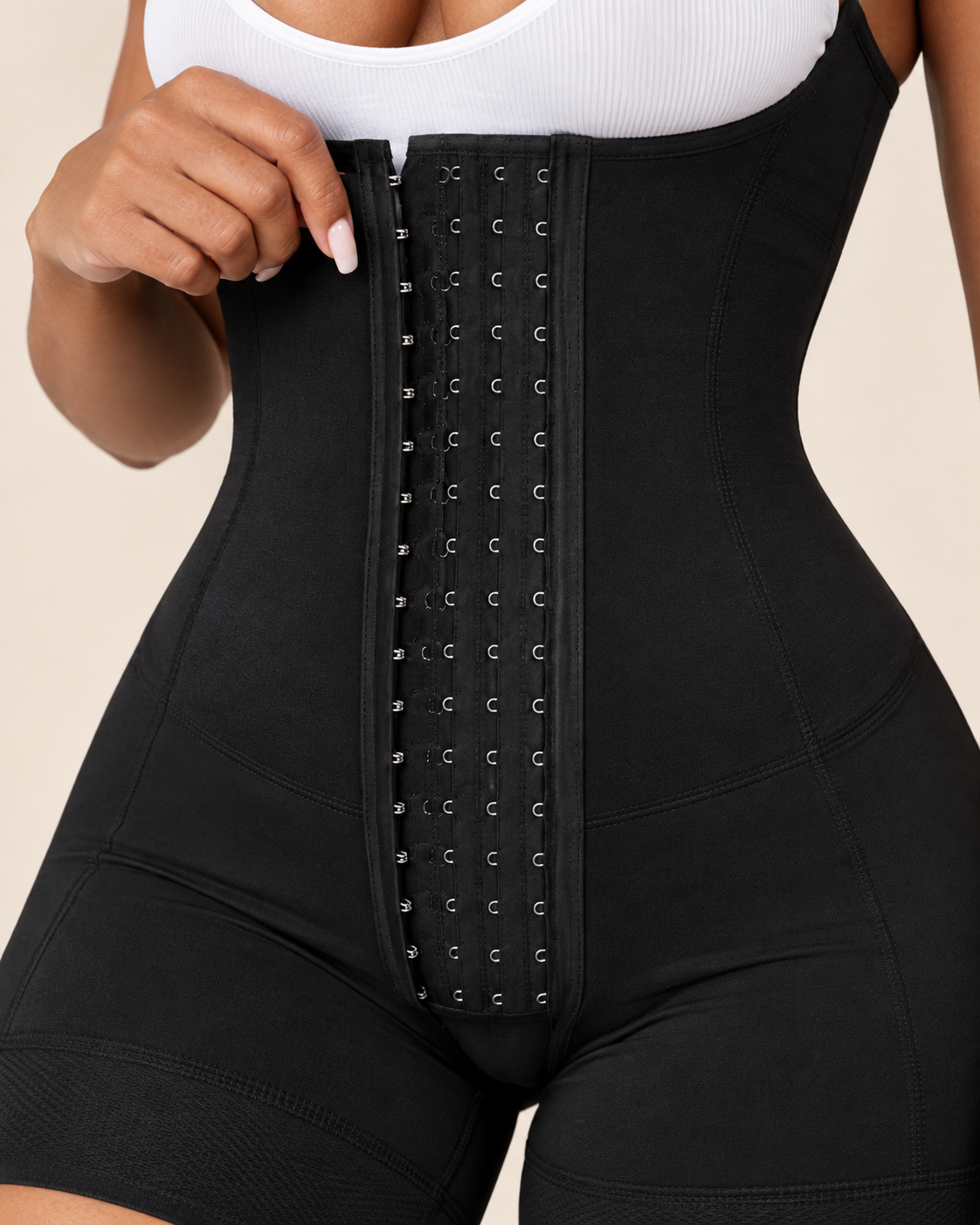 4 Rows of Hooks Stage 2 Colombiana Faja Open Crotch with Flaps With Butt Lifter Effect.