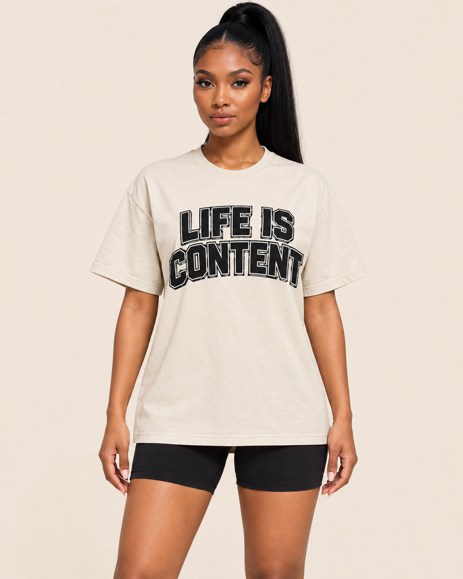 Life Is Content Tee – Cream