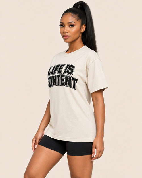 Life Is Content Tee – Cream