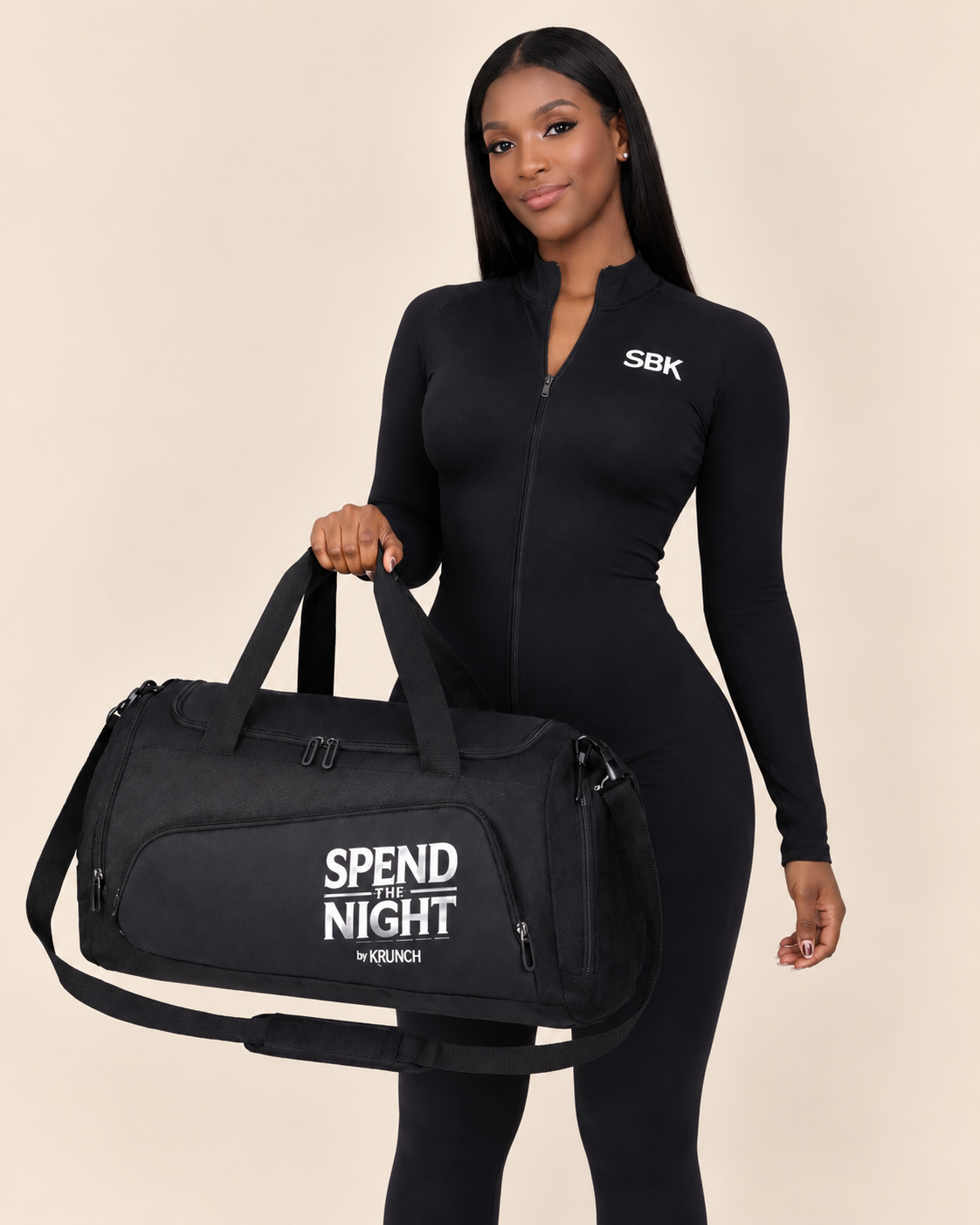 “Spend the Night” Duffle Bag with Shoe Compartment in Black