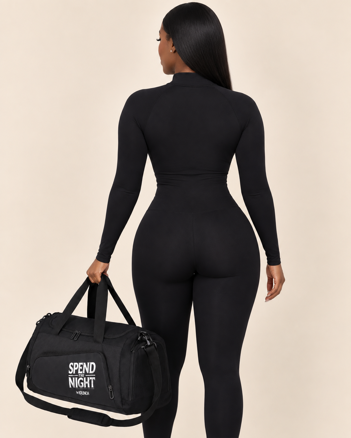 “Spend the Night” Duffle Bag with Shoe Compartment in Black