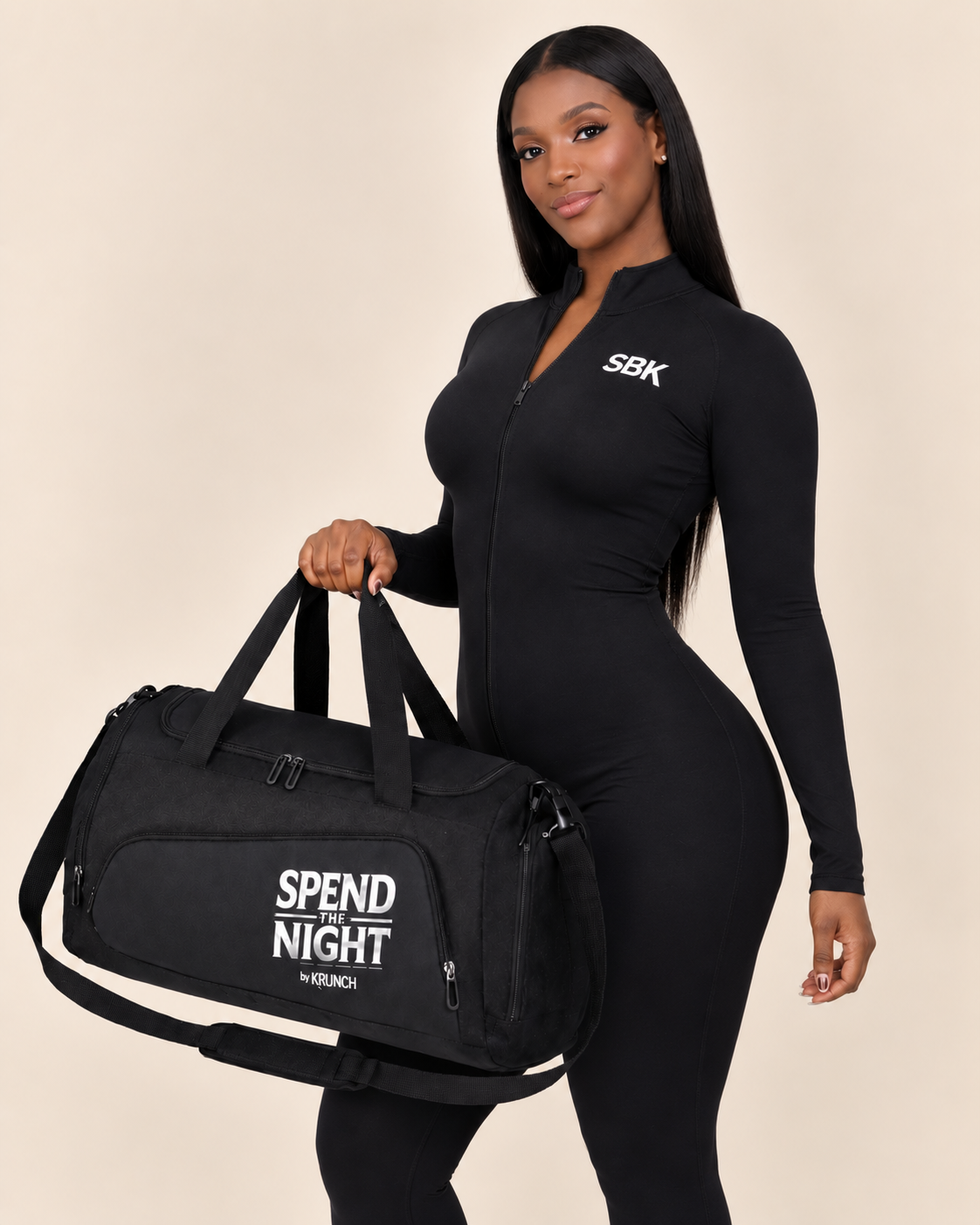 “Spend the Night” Duffle Bag with Shoe Compartment in Black