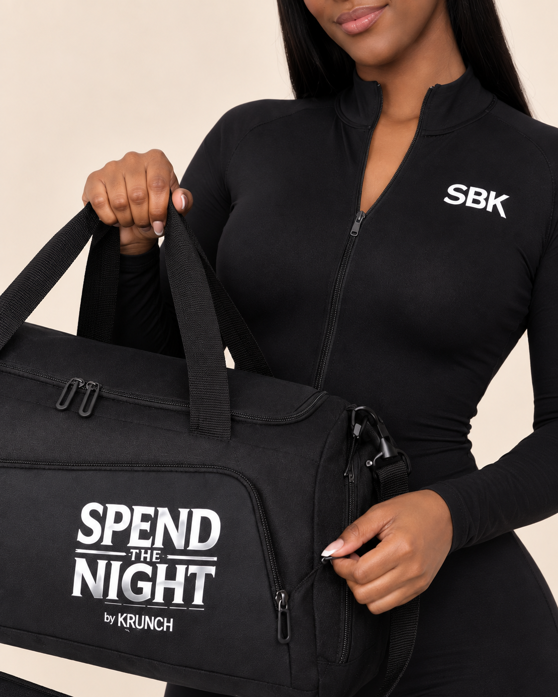 “Spend the Night” Duffle Bag with Shoe Compartment in Black